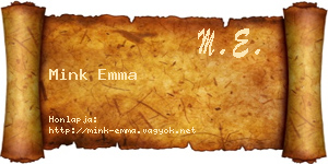 Mink Emma névjegykártya